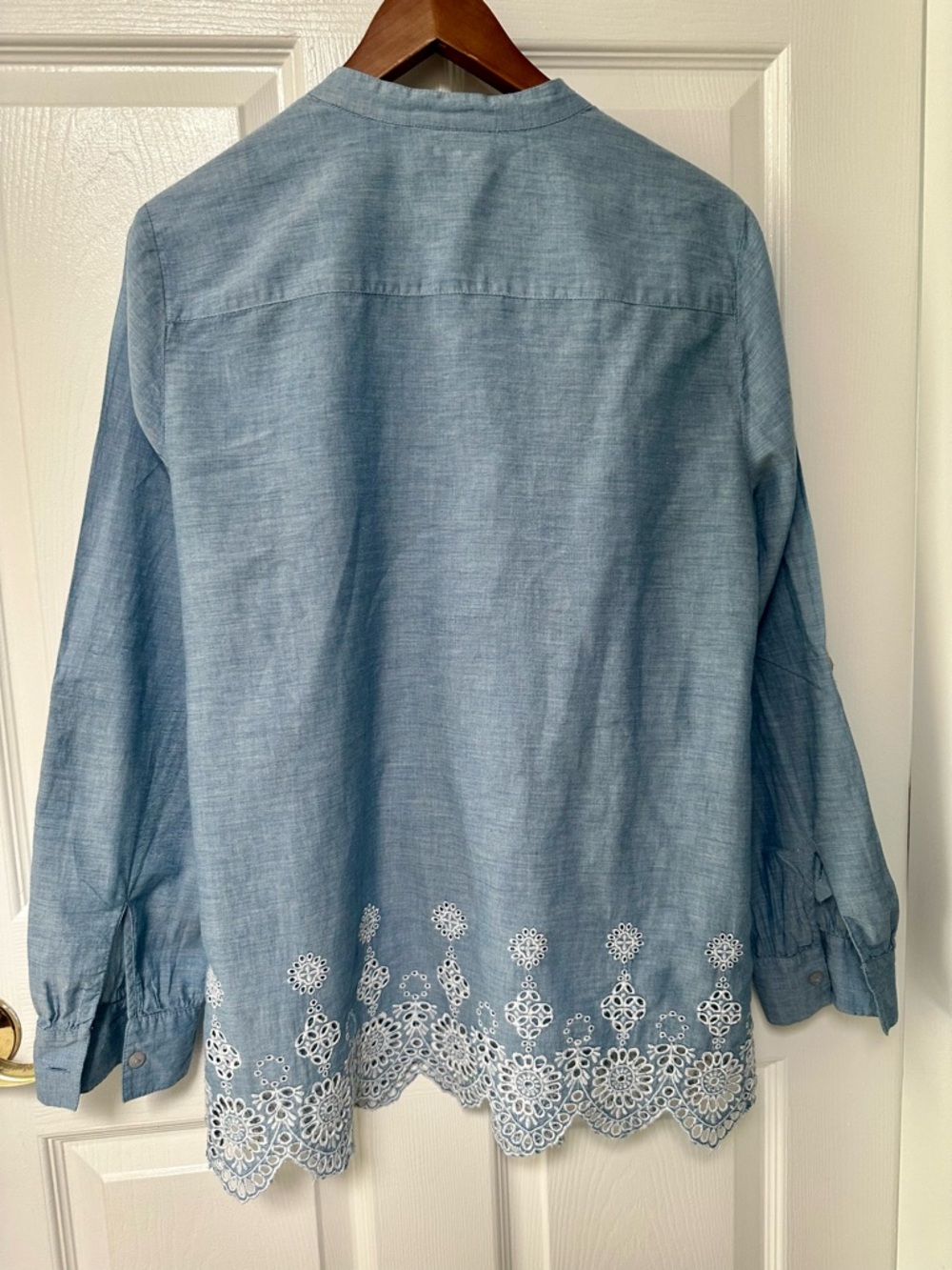 Style & Co. Light Blue Embroidered Pintuck Tunic Top - Picture 7 of 8